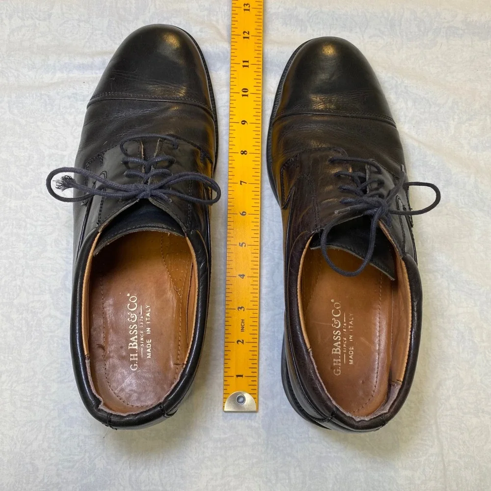 G.H.‎ Bass & Co. Mardi Cap Toe Oxford Dress Shoes Men's Size 12 M Black Italy